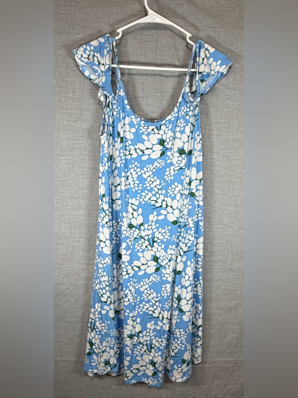 Jouica off shoulder Sleeve Blue Floral midi Dress
